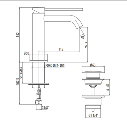 Gattoni Circle Two 9142/91BO Смеситель для раковины на 1 отверстие