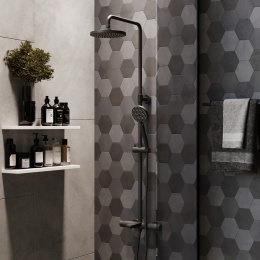 Фото Душевая система с термоcтатом Paini Nove 09YO687THD250F3D110 черный