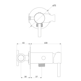 Фото RedBlu by Damixa 211000000 Option, смеситель монтируемый в стену, с гиг.душем и крючком