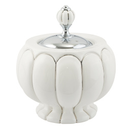 Фото Migliore Olivia 17542 Баночка h12xD16 см, керамика белая с декором платина, хром