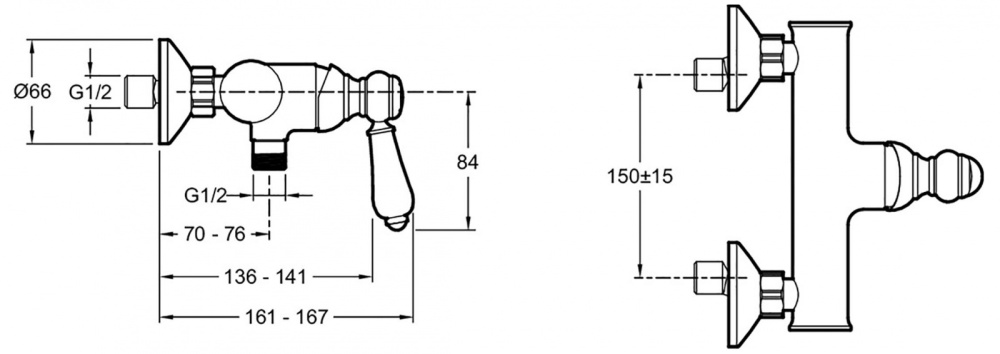 Фото Смеситель Jacob Delafon Louise E24362-CP для душа, хром/белый