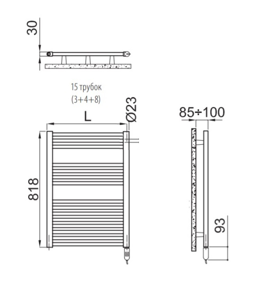 Фото Полотенцесушитель электрический Isarp Ares Electric - Heater K 818 - 580, EIS058K01IR01NNN, с регули