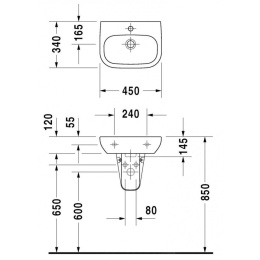 Раковина 45 см Duravit D-Code 07054500002, белый