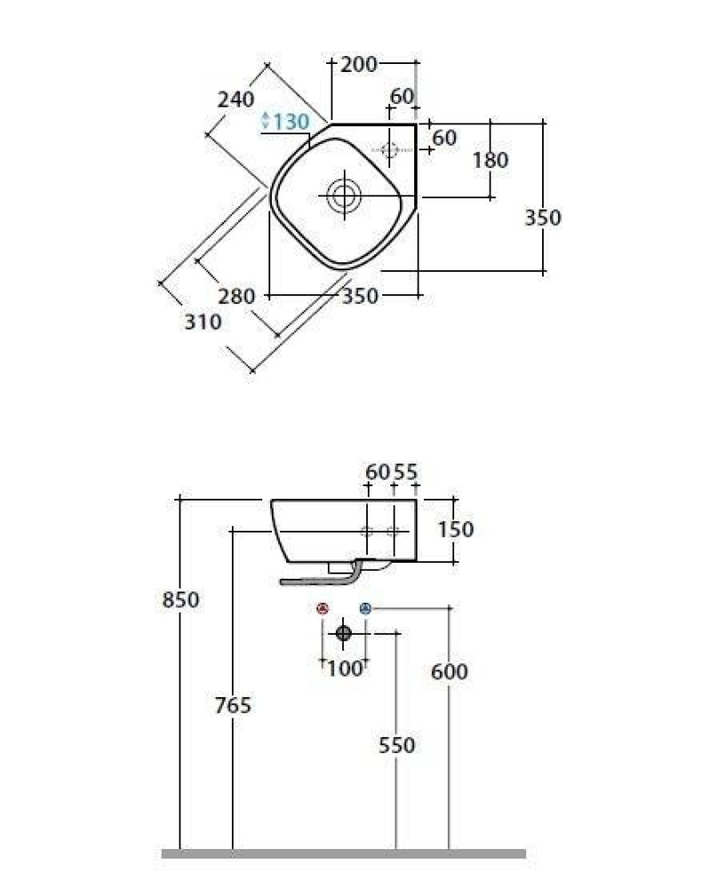 Фото Раковина угловая Globo Genesis (GE050.BI) белый