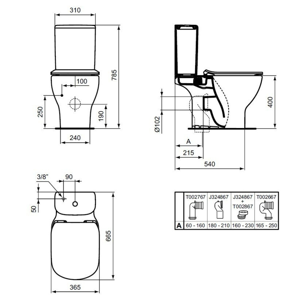 Напольный унитаз T008701 Ideal Standard TESI AquaBlade® (евробелый)