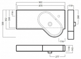 Фото Раковина универсальная Hatria Area (Y0UD01) белый