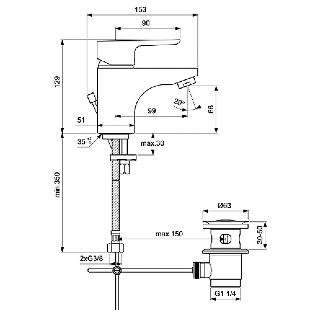 Смеситель Ideal Standard Ceraplan III B0700AA для раковины