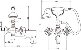 Фото Смеситель для ванны Timo Nelson (1944Y-CR antique)