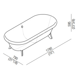 Agape Ottocento AVAS0969ZZSP Ванна отдельностоящая 178х79х59.5 см, слив-перелив полированный хром, ц