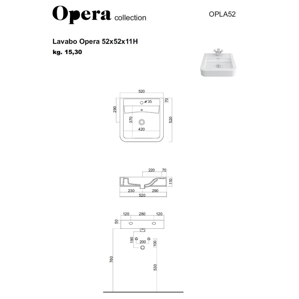 Cielo OPERA OPLA52 Раковина на 52 см (цвет: черный)