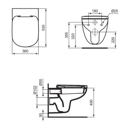 Инсталляция Ideal Standard PR0405PR: ProSys Frame 120 M R020467 с унитазом Tempo Rimless T040501, си