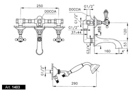Фото Смеситель Nicolazzi Dames Anglaises 1403BZ78 для ванны и душа, бронза, ручки P. Mont Blanc