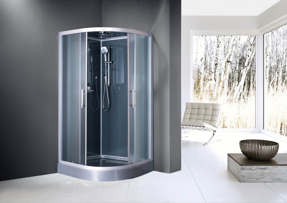 Фото Душевая кабина 100x100x210 Esbano (ESKG100CR) серый, Поддон низкий