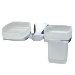 Держатель стакана и мыльницы WasserKRAFT Wern K-2526 хром/матовое стекло