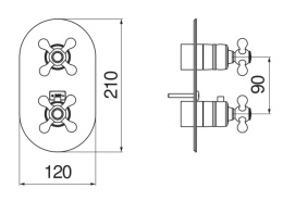 Nobili Grazia GRC5102GDP Термастатический смеситель для душа на 2 потребителя (внешняя часть), золот