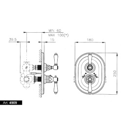Cмеситель Nicolazzi Termostatic 4909GF15 для душа, английское золото/Crystal handle