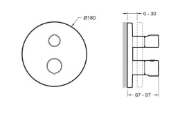 Смеситель термостатический Jacob Delafon Round E75390-CP, для ванны и душа, внешняя часть