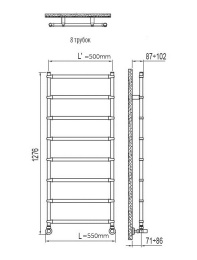 Полотенцесушитель водяной Irsap Bella DHW 1200-532 (BEM053B50IR01NNN) 8 секций, хром