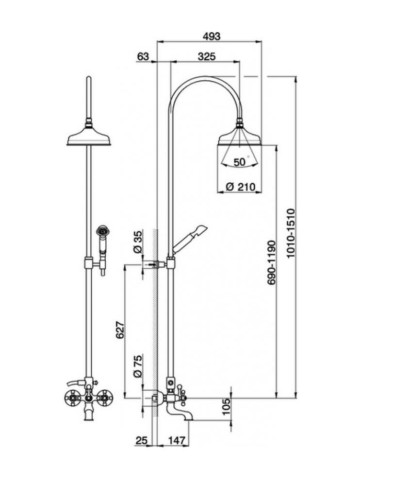 Фото Душевая система Cisal Arcana Ceramic AC00415321, хром