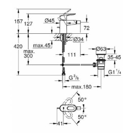 Смеситель для биде Grohe StartLoop 23352000, с донным клапаном, хром