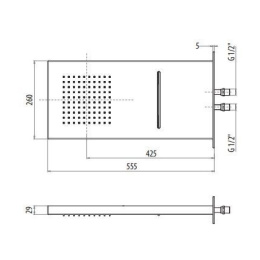 Верхний душ 260х550 мм 9945/PDCOcr PD GATTONI