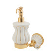 Migliore Olivia 17515 Дозатор жидкого мыла настенный, керамика белая с золотым декором, золото