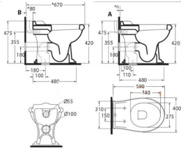Бачок Azzurra Jubilaeum JUB400/С bi высокий белый 