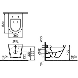 Инсталляция Tece с унитазом Vitra S50 5318B003-0075, сиденье микролифт Vitra S50 (K400626/5318B003-0