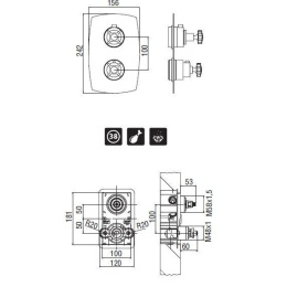 Смеситель NOBILI Carlos PrimeroT3 WE00872/BT3CR_WE42801/BCR Термостат для душа