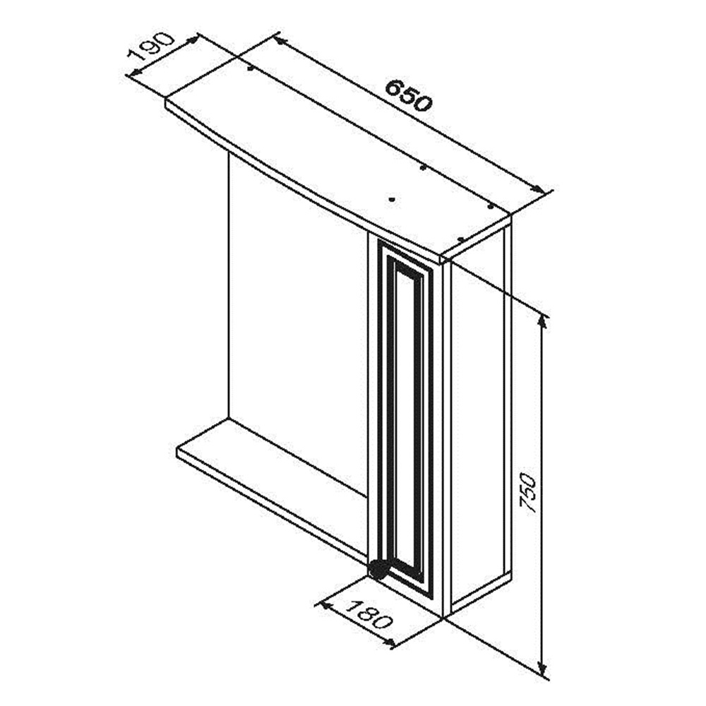 RedBlu by Damixa M41MPR0651WG Palace One, зеркало, частично зеркальный шкаф, правый, 65 см, с подсве