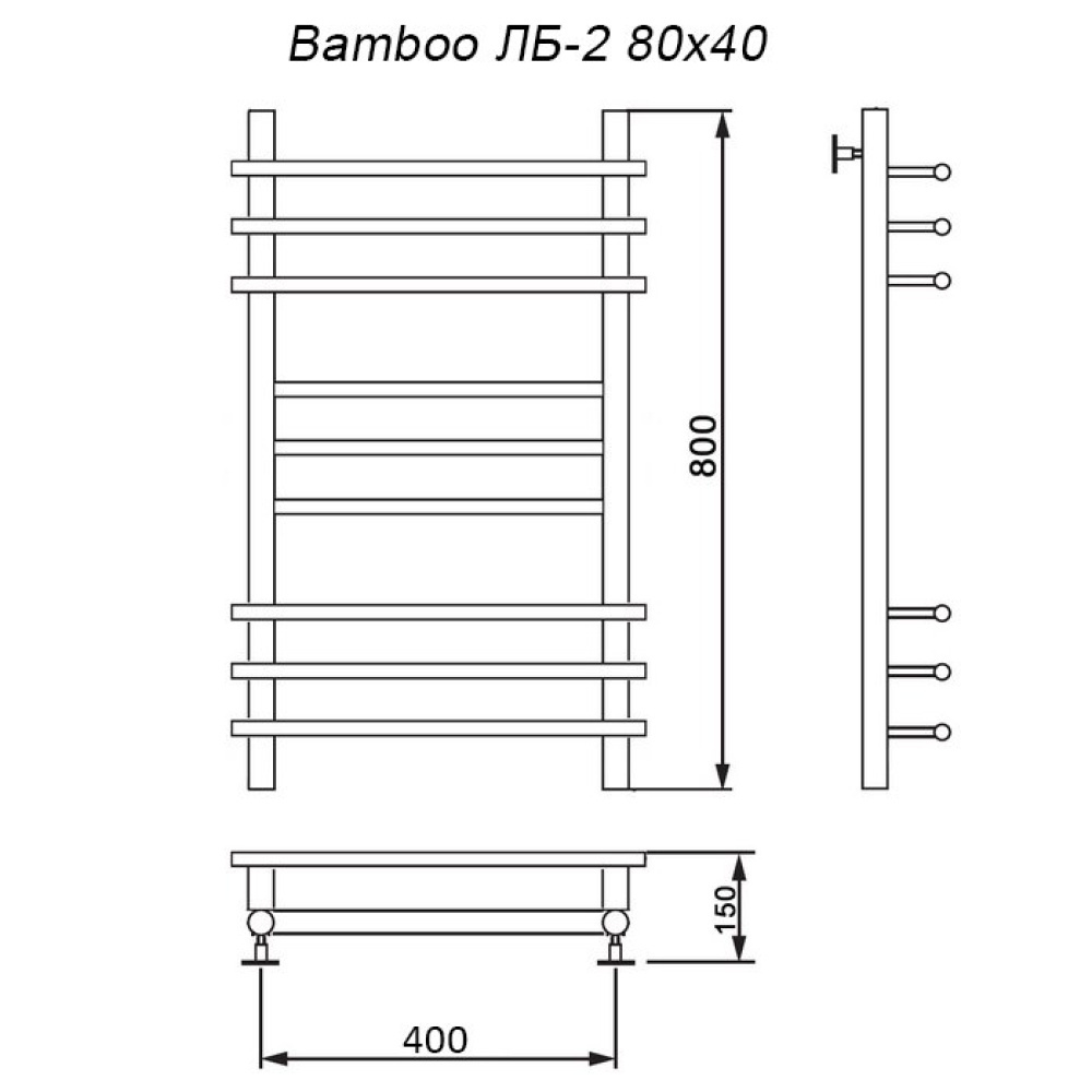 Полотенцесушитель водяной Ника Bamboo ЛБ2 ЛБ 2 60/40