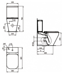 Напольный унитаз Ideal Standard Tonic II AquaBlade белый, сиденье микролифт, K316901/K404901/K7065