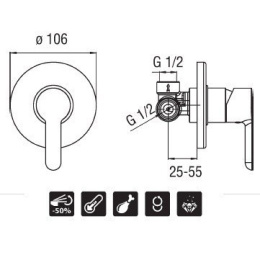 Nobili ABC AB87108CR Смеситель для душа (хром)