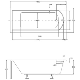 Акриловая ванна 160x70 Besco (WAS-160-PK), прямоугольная