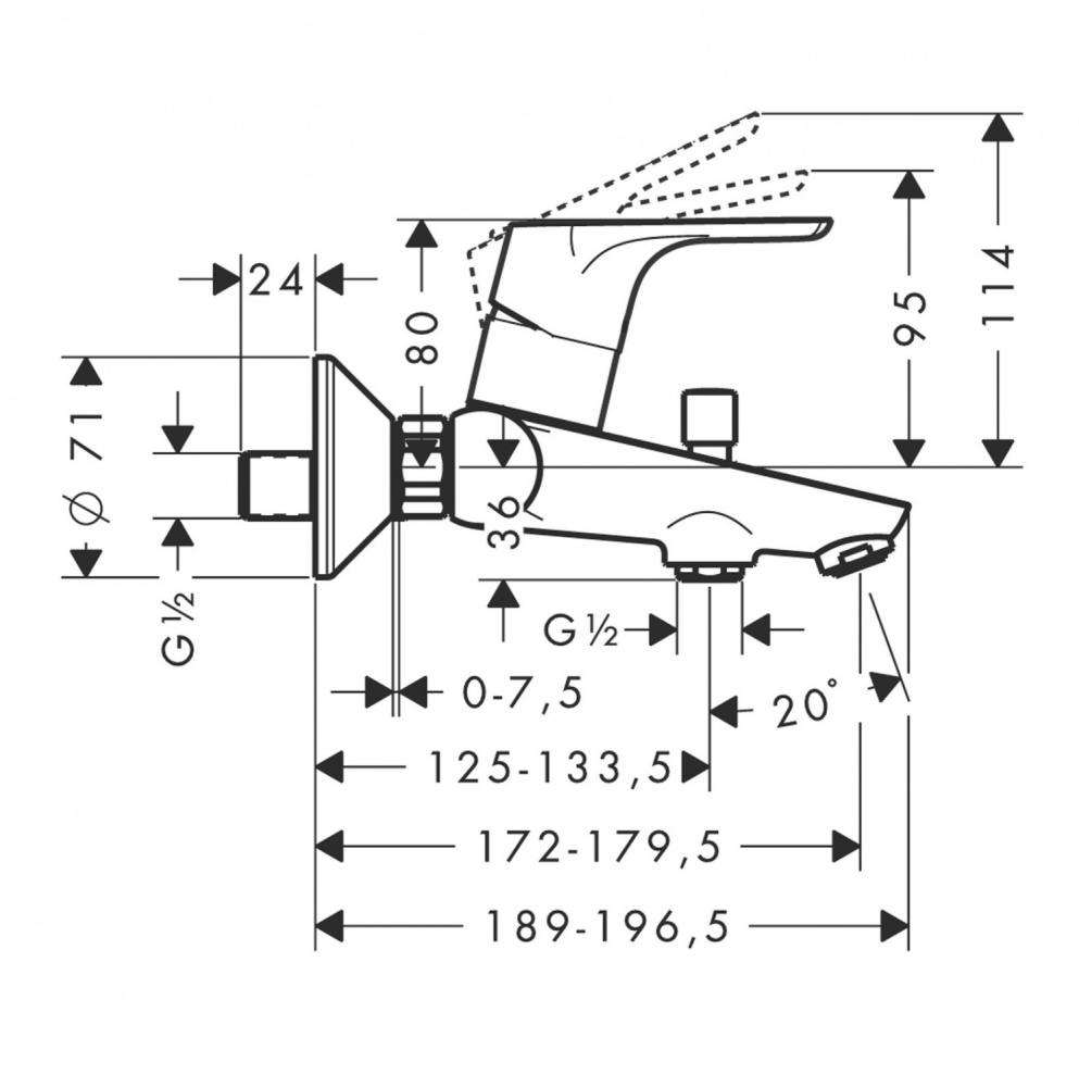 Смеситель для ванны 31948000 Hansgrohe Focus (хром)