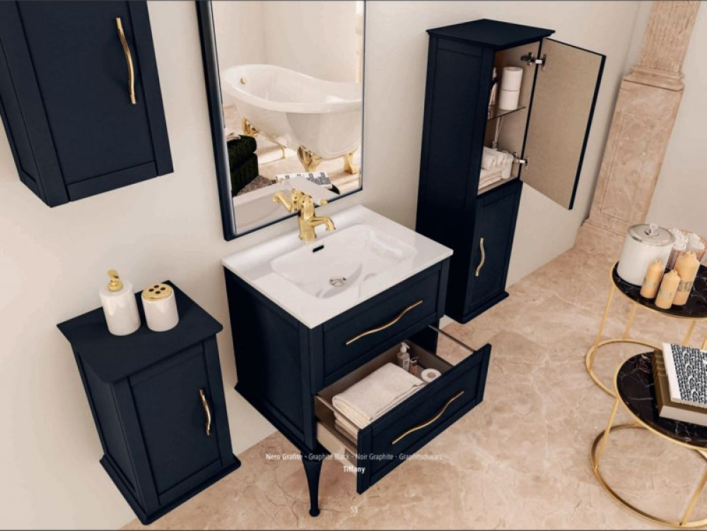 Шкафчик подвесной с одной распашной дверцей, реверсивный CEZARES TIFFANY 55246 Grigio Nuvola