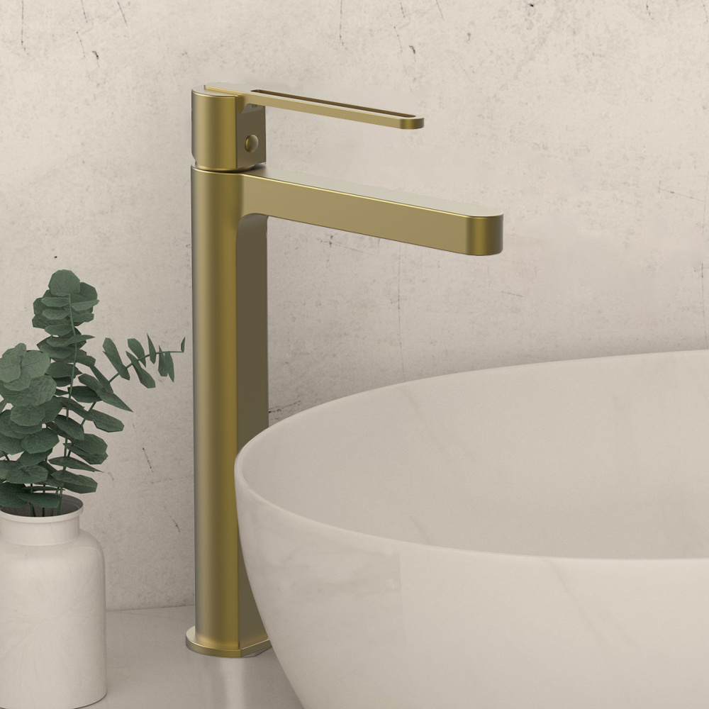 Фото Смеситель для раковины Vincea Rondo (VBF-1R2BG) золото брашированное