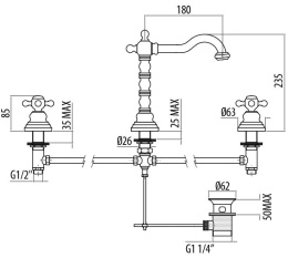 Смеситель для раковины высокий 1210012D0oro Vivaldi GATTONI