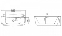 Акриловая ванна 170x78 Hatria (Y8AH01), прямоугольная