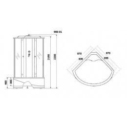 Душевая кабина 90x90x220 Niagara (NG-908-01) акрил, Поддон высокий