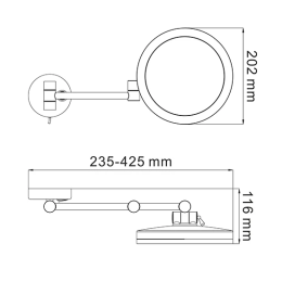 Настенное косметическое зеркало WasserKRAFT K-1004 с 3-х кратным увеличением и Led-подсветкой