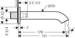 Излив для ванны Axor Uno 38411820, шлифованный никель