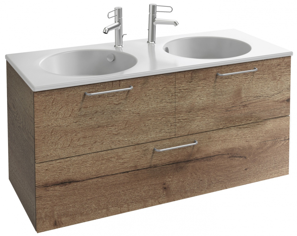 Тумба под раковину Jacob Delafon Odeon Rive Gauche 120 см, EB2545-R5-E52, цвет дуб табак, ручки хром