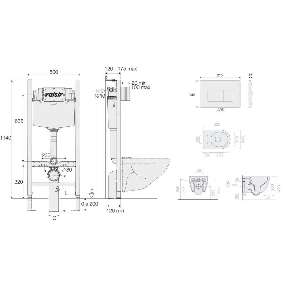 KIT VSBM 7334 Slim P1 Комплект инсталляции 4 в 1, WINNER S BLOCK VS0853202, унитаз DREAM 7334, крышк
