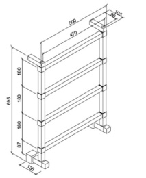 Фото Полотенцесушитель водяной Margaroli Panorama 742 7424704CRP1, с полкой, высота 69.5 см, ширина 52 см