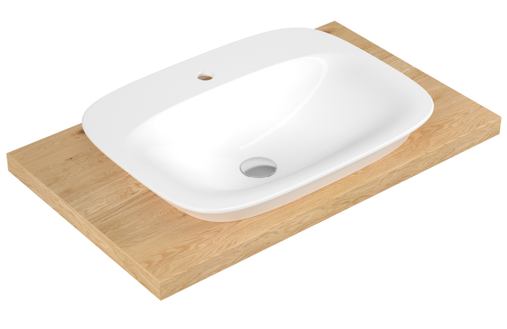 Фото Serel Hera HR30TXS110H Раковина для установки в столешницу с отверстием под смесмитель 46x60 см