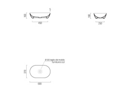 Фото Раковина накладная GSI PURA 883411 без перелива, смеситель со стены или со столешницы, белая