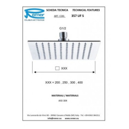 Remer 357UFS25BOX Душевая головка с шарнирным соединением, 25 см (сталь) белый матовый