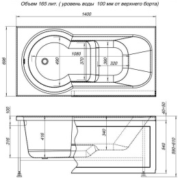 Акриловая ванна 140x70 Aquanet (00203994), прямоугольная