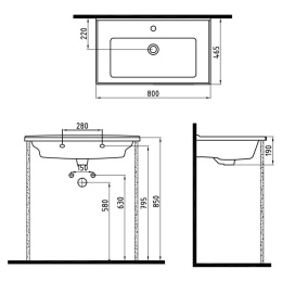 Раковина Bien Neptun NPLK08001FD1W3000 80 x 46.5 x 19 см мебельная, белый